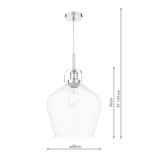 (image for) Laura Ashley Rye Pendant Polished Nickel Clear Glass